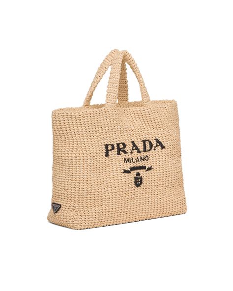 prada small raffia tote bag|prada beach bag raffia.